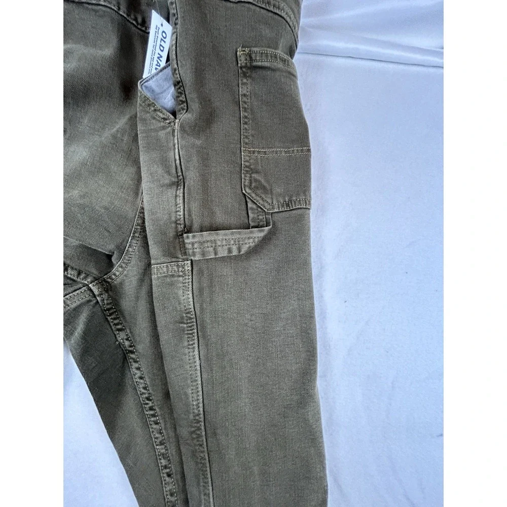 OLD Navy Straight Built In Flex Carpenter Pants Mens 48x30 NWT Brown Double Knee
